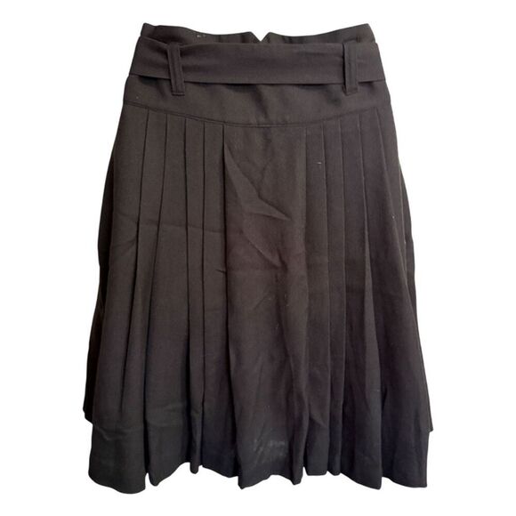 Divided by H & M Black Pleated Button Front Skirt With Lace Underskirt Size 8 - Picture 4 of 11